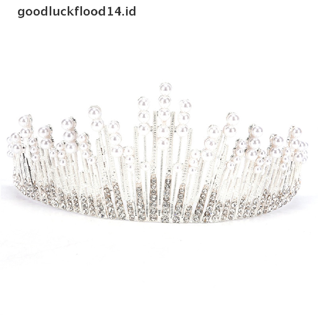 [OOID] Pearl Crystal Tiara Rhinestone Hair Accessories Crown Wedding Bridal Headband ID