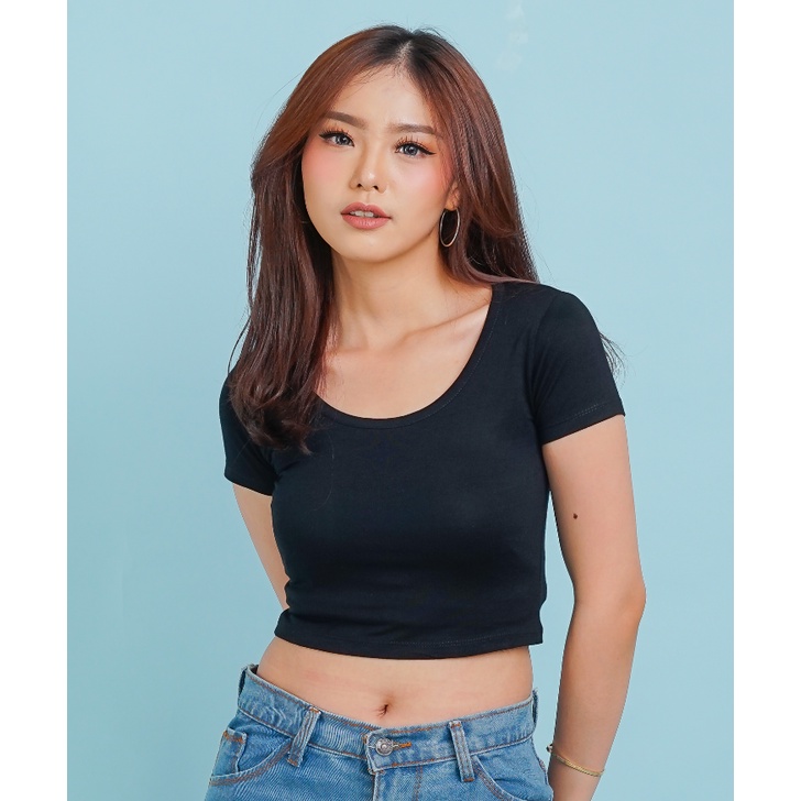 MODAVIE - HANA Korean Sexy Crop Top Kaos Crop Tee Baju Atasan Wanita