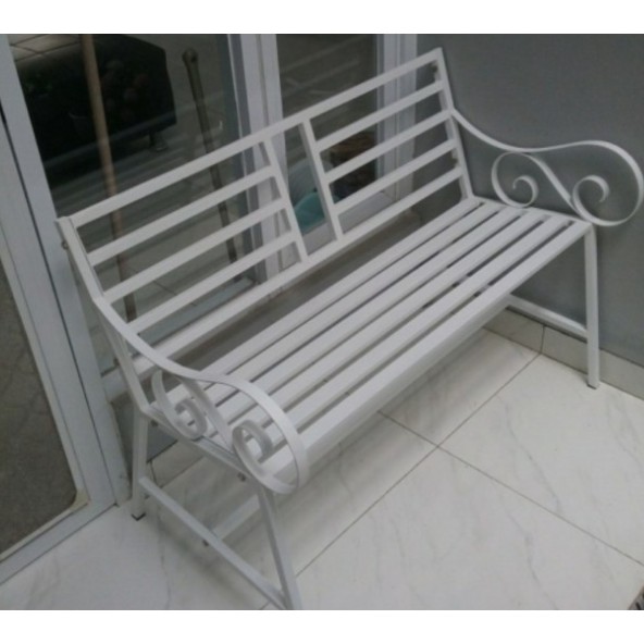 Kursi teras, kursi taman bahan besi- putih 100 cm