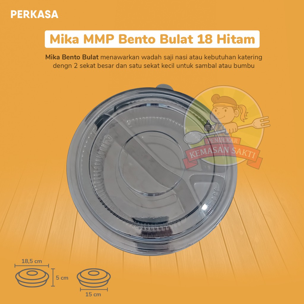 Mika Bento Bulat Sekat 3 Hitam Tray Bento Mika Set Bento Mika Bento Bulat Sekat 3 Hitam Tray Bento Mika Set Bento