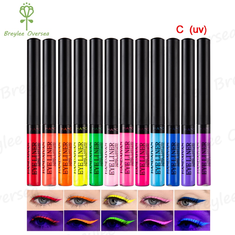 【Baru】HANDAIYAN UV Light Neon Eyeliner Pen Eyes Makeup Red Waterproof Liquid Color Eye Liner Pencil Make Up Cosmetics Yellow Matte Purple PenLong Lasting Makeup Eyeliner Pen