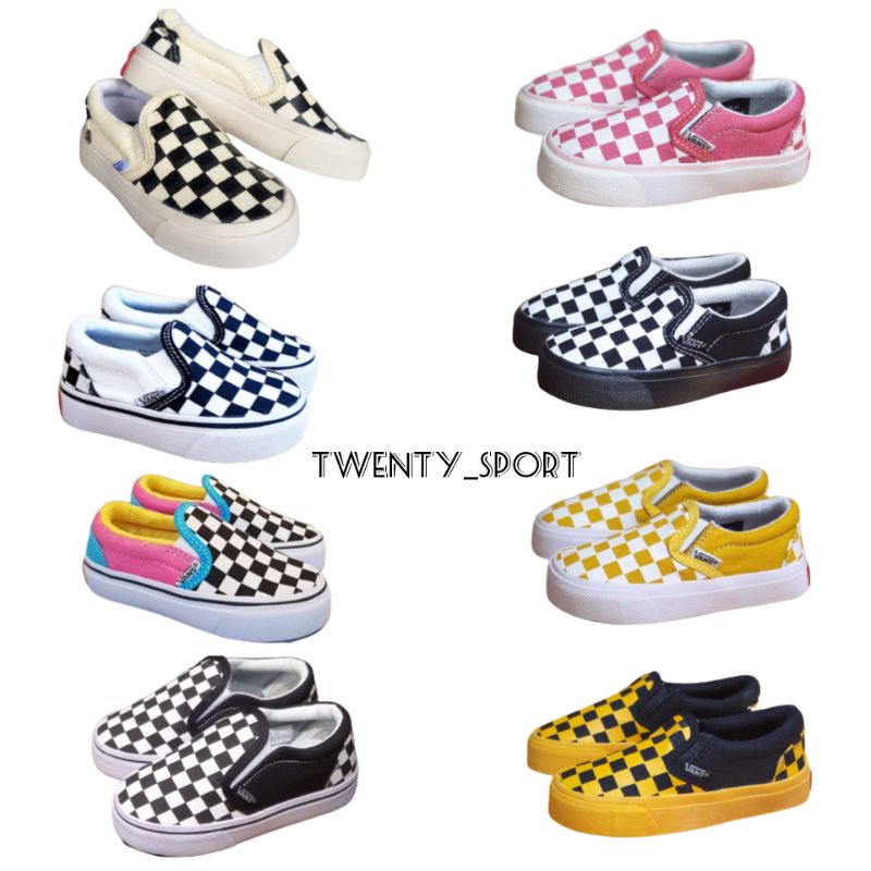 Sepatu slip on anak vans catur unisex