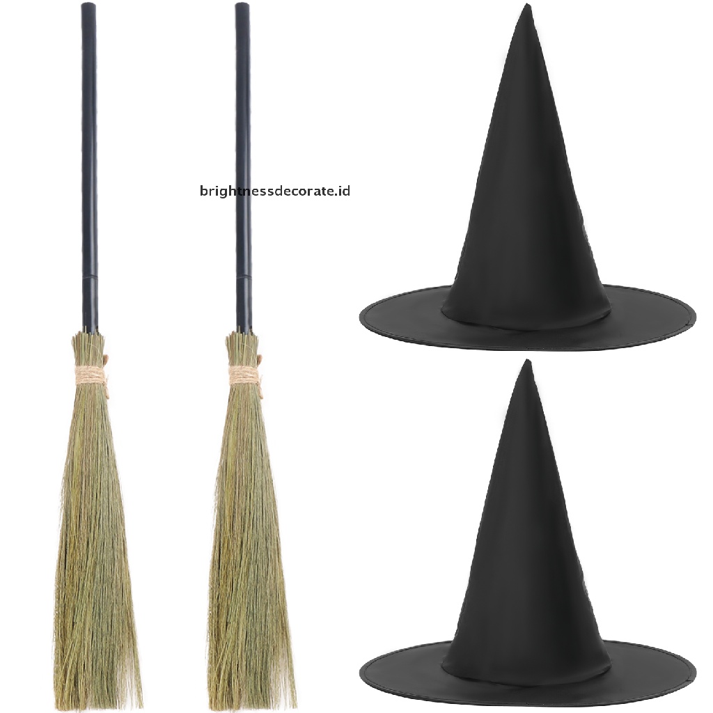 [birth] Halloween Witch Broom Plastic Witch Broomstick Broom Props Witch Broom [ID]