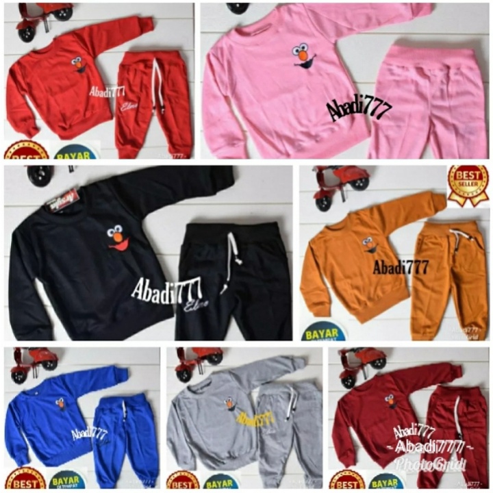 free ongkir cod Setelan Sweater Anak Elmo Pakaian anak Baju Anak 1-6Tahun