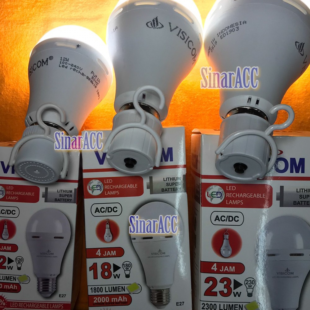 Lampu bulb emergency baterai VISICOM 18w sentuh nyala lampu magic