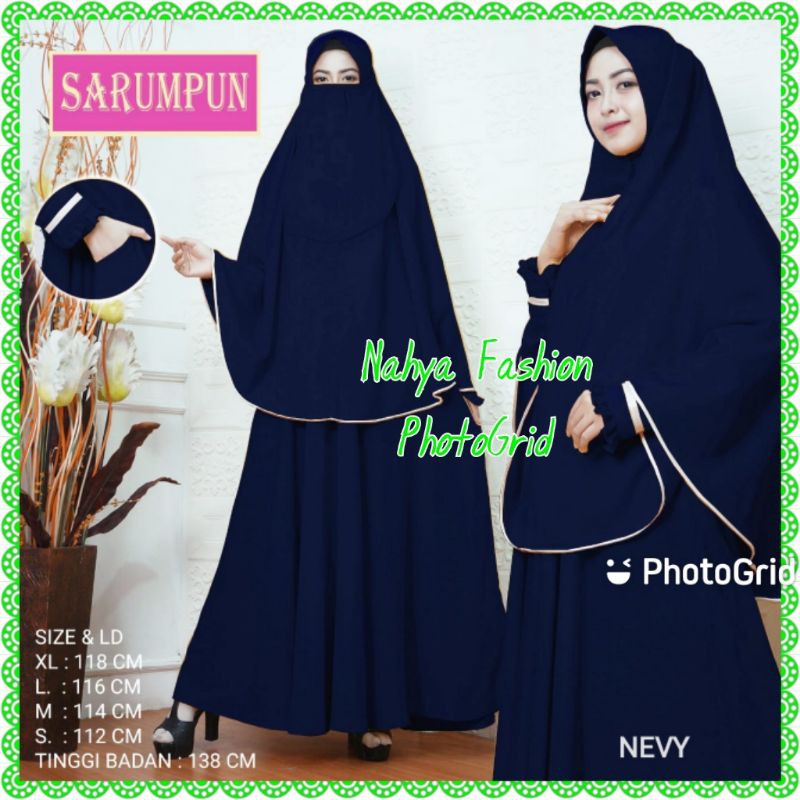 Gamis Syar'i Set Cadar Wolfis Navy