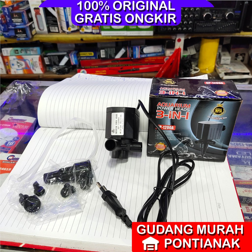 Pompa Aquarium 7/8w hemat listrik oksigen ikan SP1200 A Celup kuat tahan lama buat gelombang