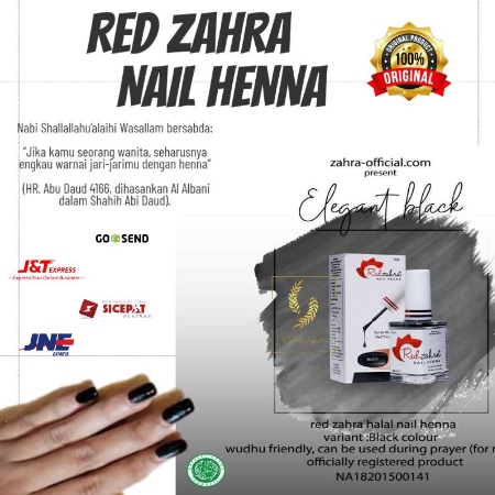 ⭐BAGUS⭐ RED ZAHRA Henna Nail Polish 15ml BPOM | Kutek Cat Kuku Halal Herbal Sah Wudhu Sholat