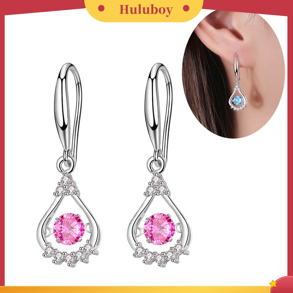 Hu Hu Hu Hu Hu Alat Bantu Pasang Kacamata♡ Anting Kait Gantung Wanita Hias Cubic Zirconia Bentuk Tetesan Air Untuk Hadiah