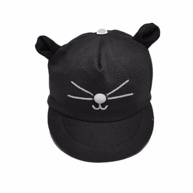 (1kg isi 25 pcs)Topi Bayi korea Karakter Kucing / COD-hitam