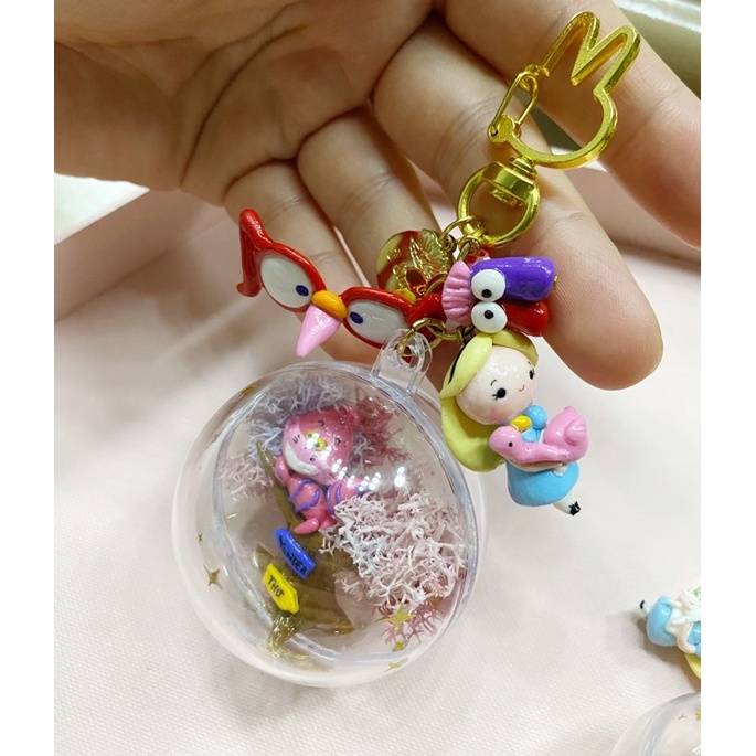 3SHELL CLAY Alice in wonderland Cheshire Cat Globe Keychain