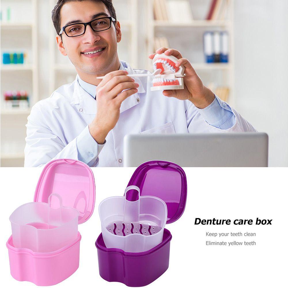 Suyo Kotak Gigi Palsu Case Portable Dengan Jaring Gantung Dental Tray Ortodontik Penahan Kebersihan Mulut