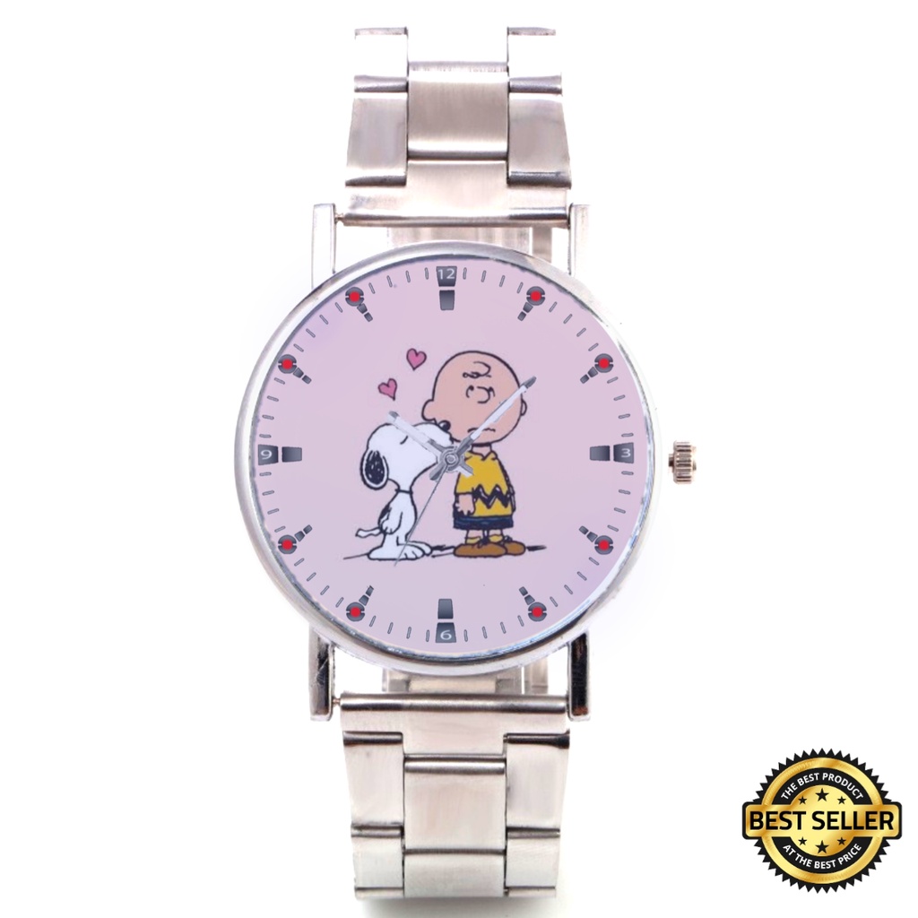 Jam Tangan Stainless Steel SNOOPY KARTUN Keren 02 Besi Rantai Murah Meriah Unik Viral Aesthetic Keki