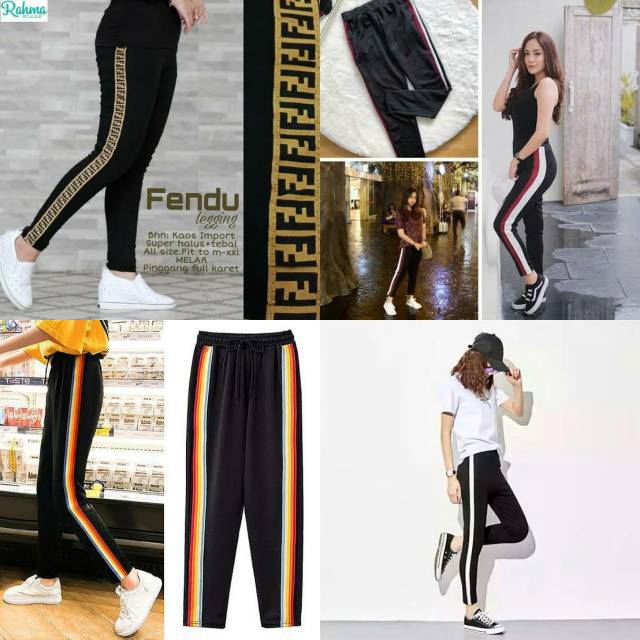DB LEGGING  PANTS STRIPE WANITA JEGGING PANTS SPORT 