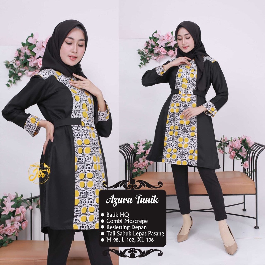 Terlaris || Fashion Muslim Baju Batik Atasan Wanita Pakaian Muslimah Azura Tunik
