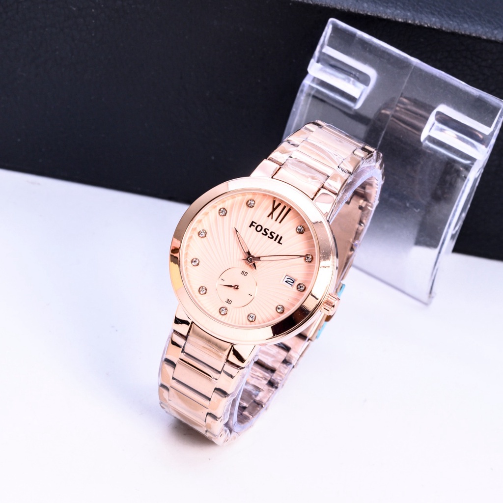 BEST SELLER JAM TANGAN WANITA FS BULAT RANTAI STAINLESS DATE ON TANGGAL AKTIF DIAMETER 3,4 CM FREE BOX BATERAI CADANGAN || JAM TANGAN FASHION JAM CEWEK MURAH