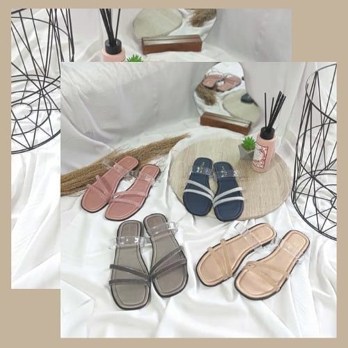 Rosabelle sandals Tali Jelly glitter kombinasi Flat Sandal by aleamissu