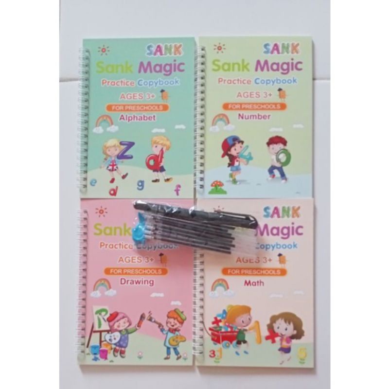 SANK Magic Practice Copybook 1 Set Isi 4 Buku, Pena dan Refill