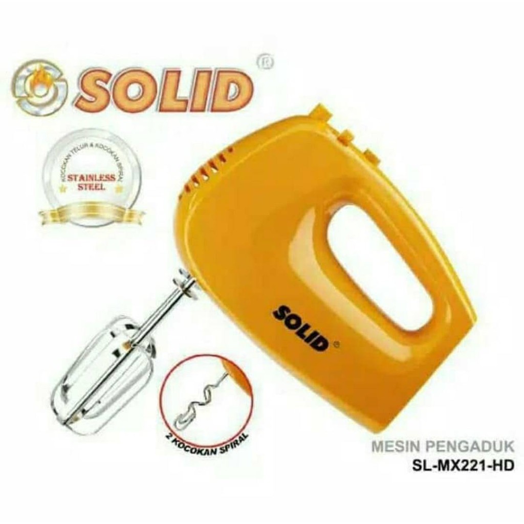 Hand Mixer SOLID SL - MX 221 - HD/ Mesin Pengaduk/Mixer Tangan/ Pengcampur Adonan SOLID SL-MX 221-HD