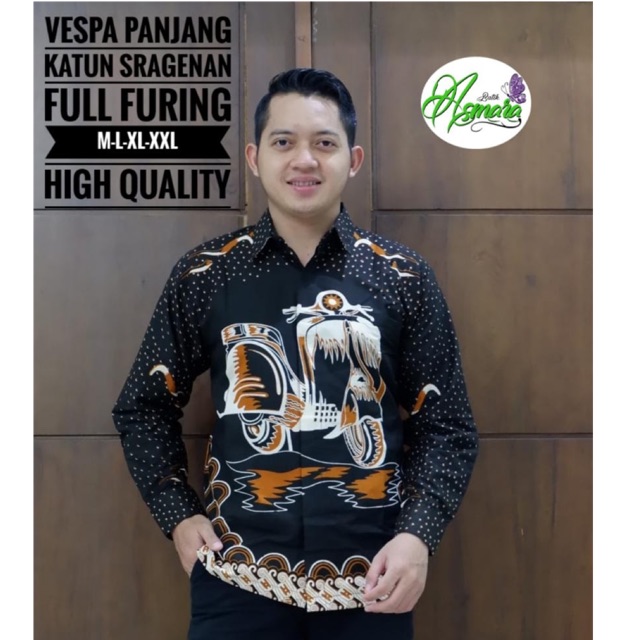 Kemeja Batik VESPA Panjang Katun Full Furing Murah