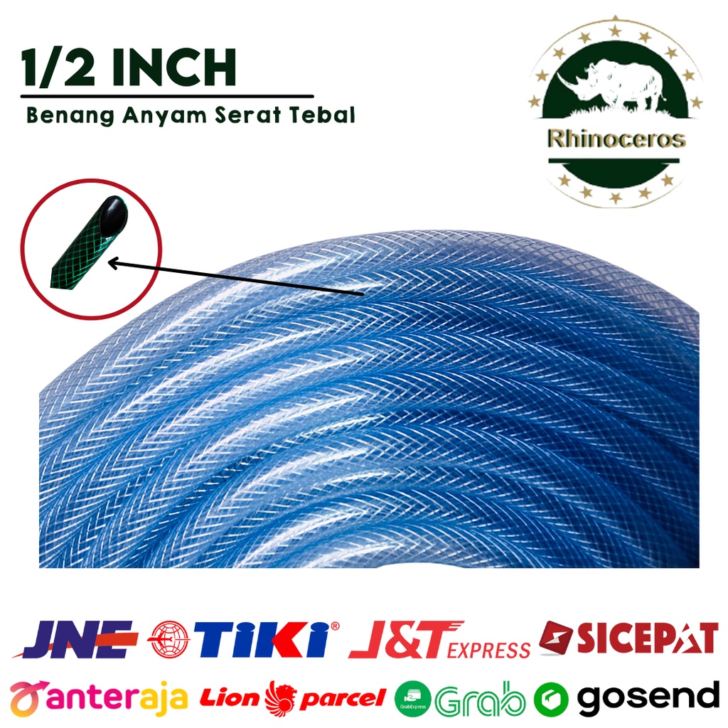 Selang Air PERMETER 1/2 2MM Benang Bening/Selang Air Taman/Selang Siram Tanaman/Selang Air Elastis