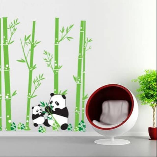 Stiker Dinding Wallpaper 60x90cm Motif Karakter Bambu 