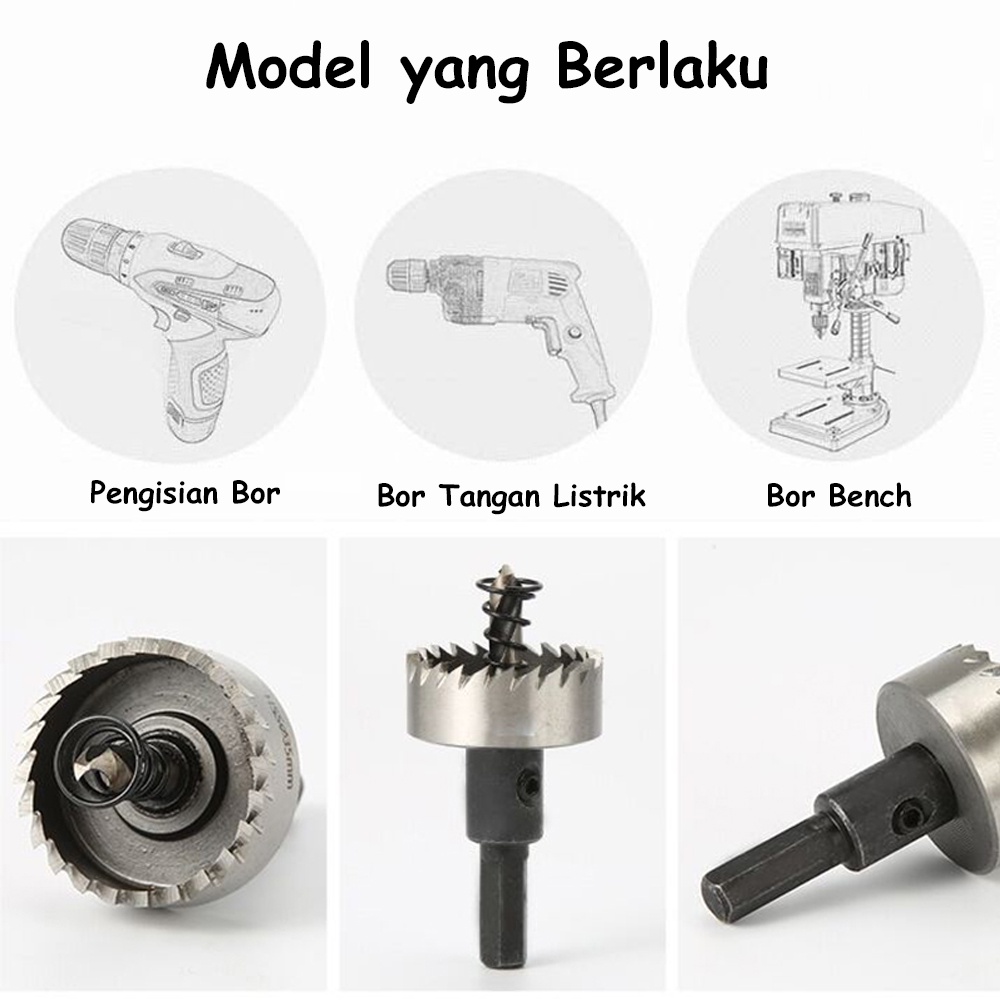 Mata Bor Besi Baja Asli 1 Set Bulat Hole Saw Carbide 5 Pcs 10 Pcs - Melubangi Plat Besi Tebal dengan Mudah