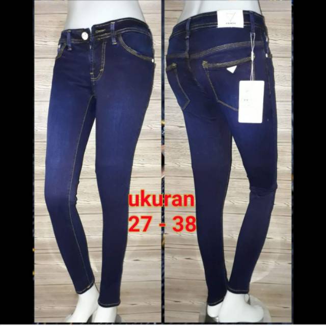 Celana Panjang Jeans Wanita Soft Jeans Biru Navy Premium