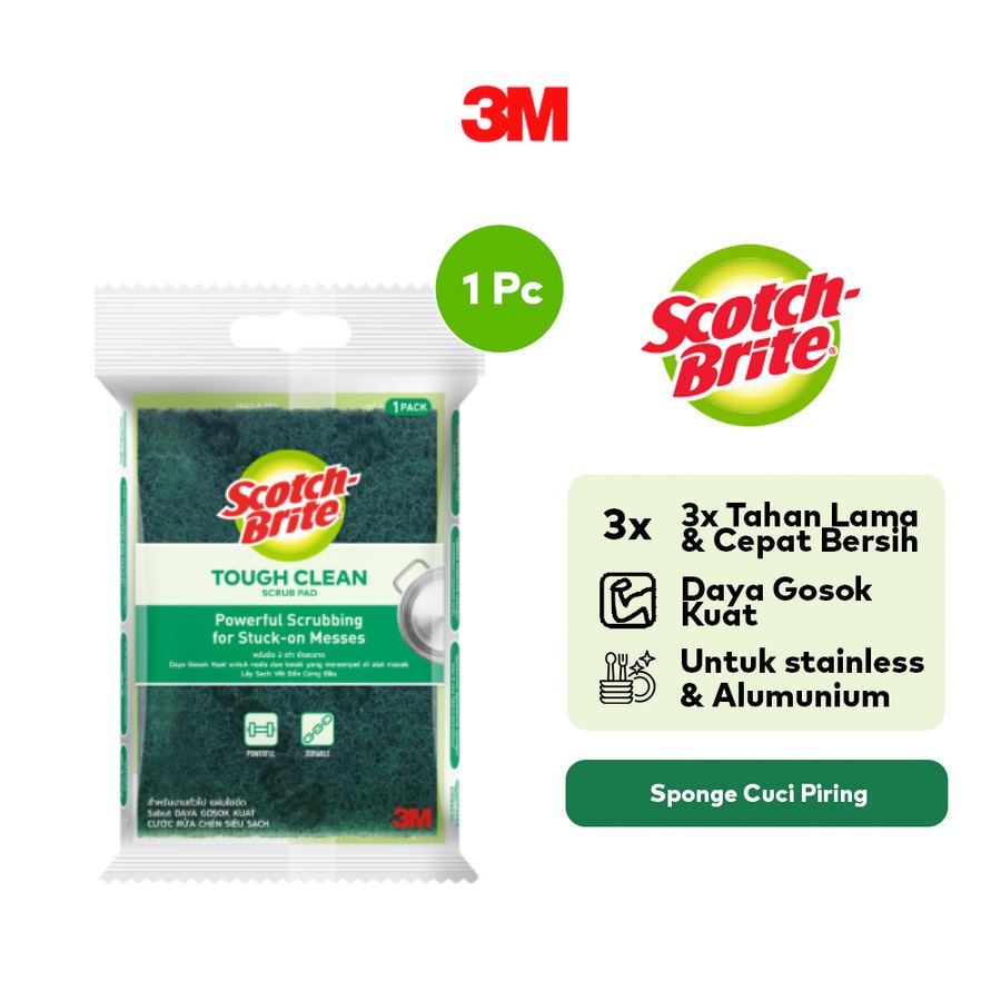 Ktmstore 3M Scotch Brite Sabut Hijau Cuci Piring Tough Clean Scrub Pad 1- 69