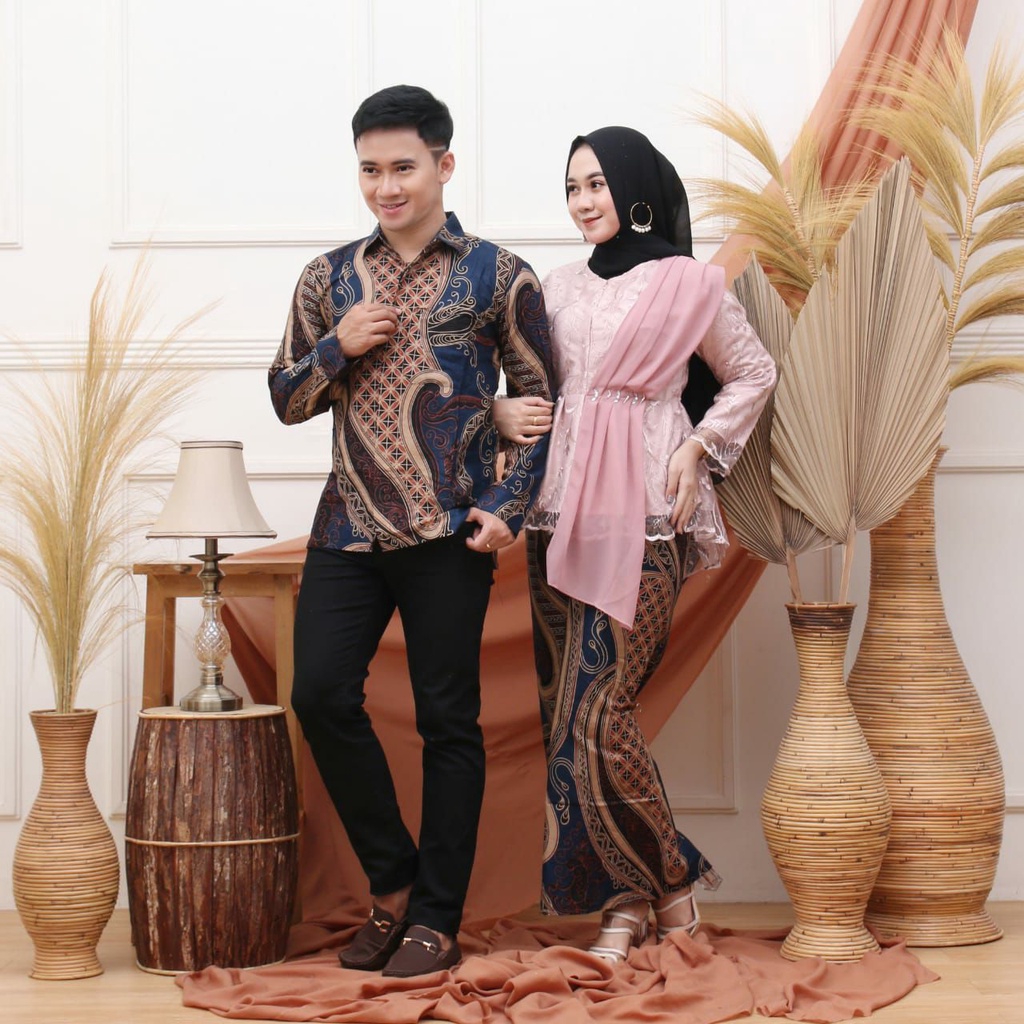 SAROJA (555) COUPLE BATIK SETELAN BRUKAT COUPLE BRUKAT SLENDANG