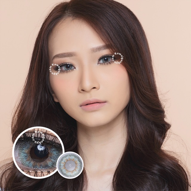 KawaiGankyu softlens - Princess anuna gray green (1botol)