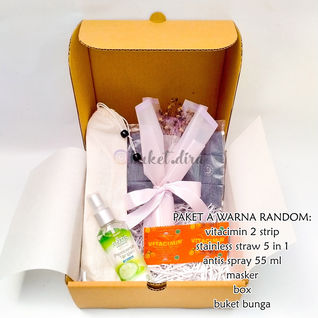 box or tote bag of happiness - paket isoman new normal kit series hampers free k.ucapan+bubble wrap