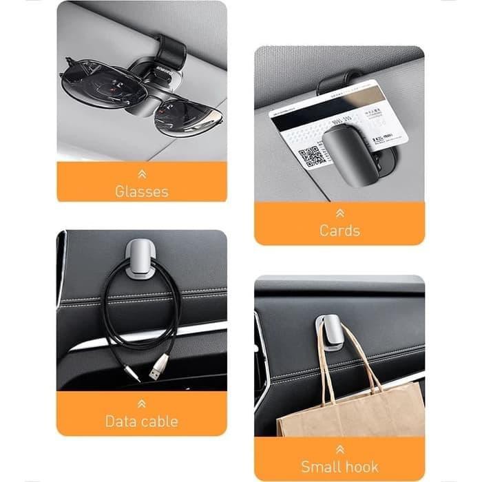 Baseus Car Hook Hanger Glasses Holder - Gantungan Kacamata - Kabel Data - Kartu