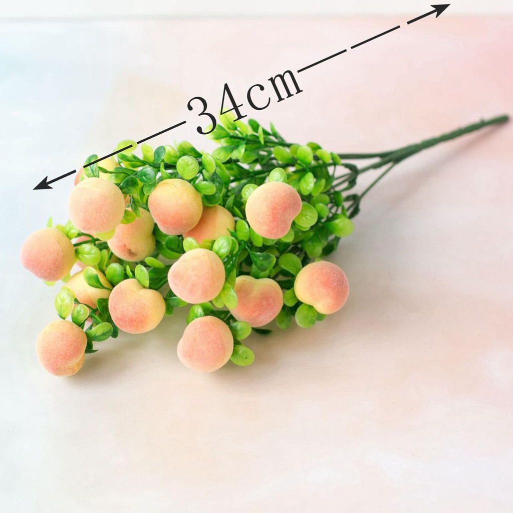 TL88 P3141 BUAH BUAHAN BUNGA TANGKAI PLASTIK BUNGA ARTIFISIAL BUNGA HIASAN-PEACH