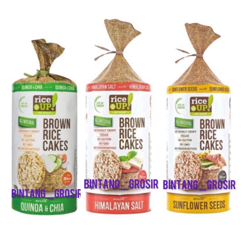 

Rice Up Rice Cakes Chia and Quinoa / Rice Up Brown Rice Cakes Himalayan Salt / Rice Up Brown Rice Cakes Sunflower Seeds