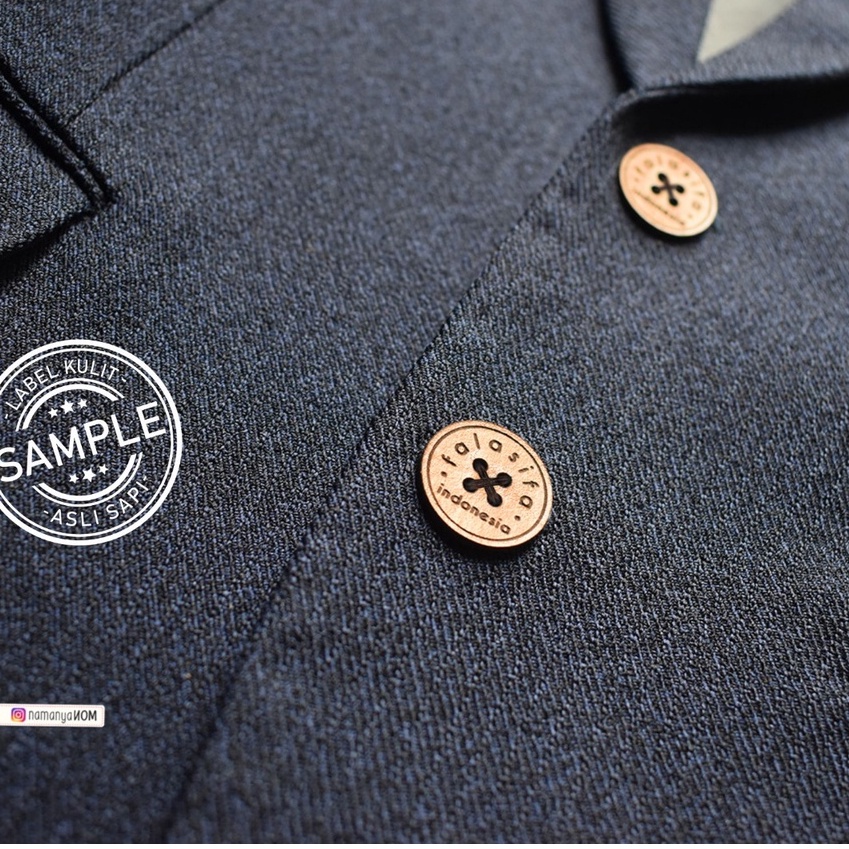 Label Kulit Sapi Asli Custom Desain - Bulat