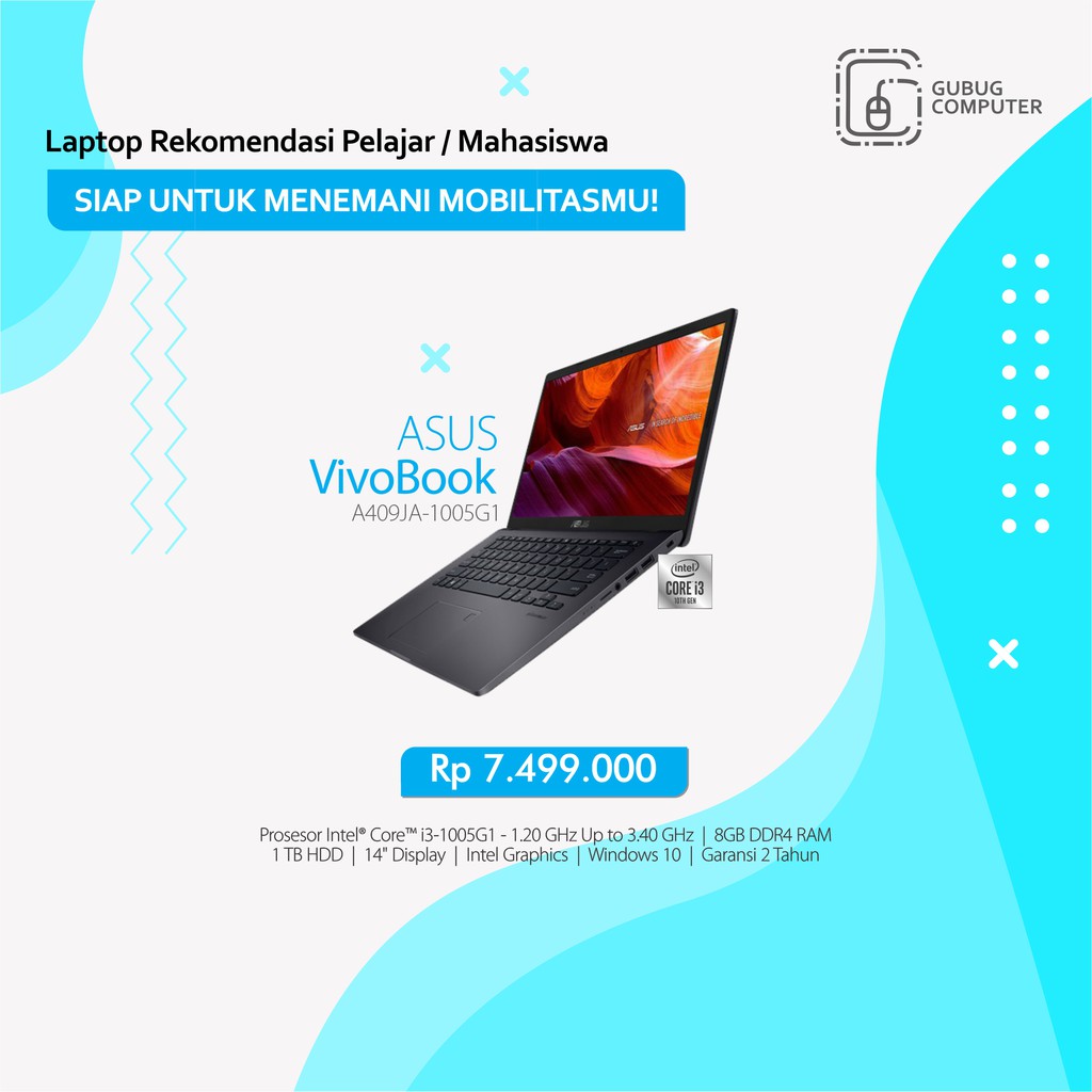Laptop ASUS A409JA Intel Core i3 1005G1 4GB / 1TB HDD