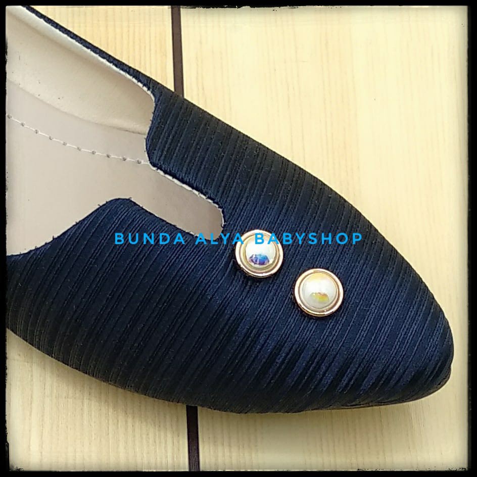 Sepatu Wanita Flat Shoes Mutiara Anti Slip Size 38 - 40 - Sepatu Cewek Simpel NAVY