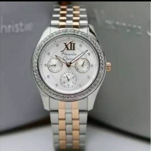 Jam Tangan Alexandre Christie 2496 Wanita Silver Combi Original
