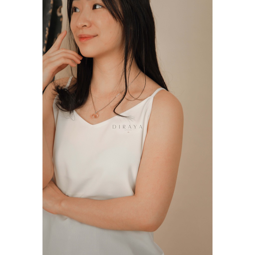 Diraya Tank Top Korean Style Bahan Crepe Catarina Premium-Putih