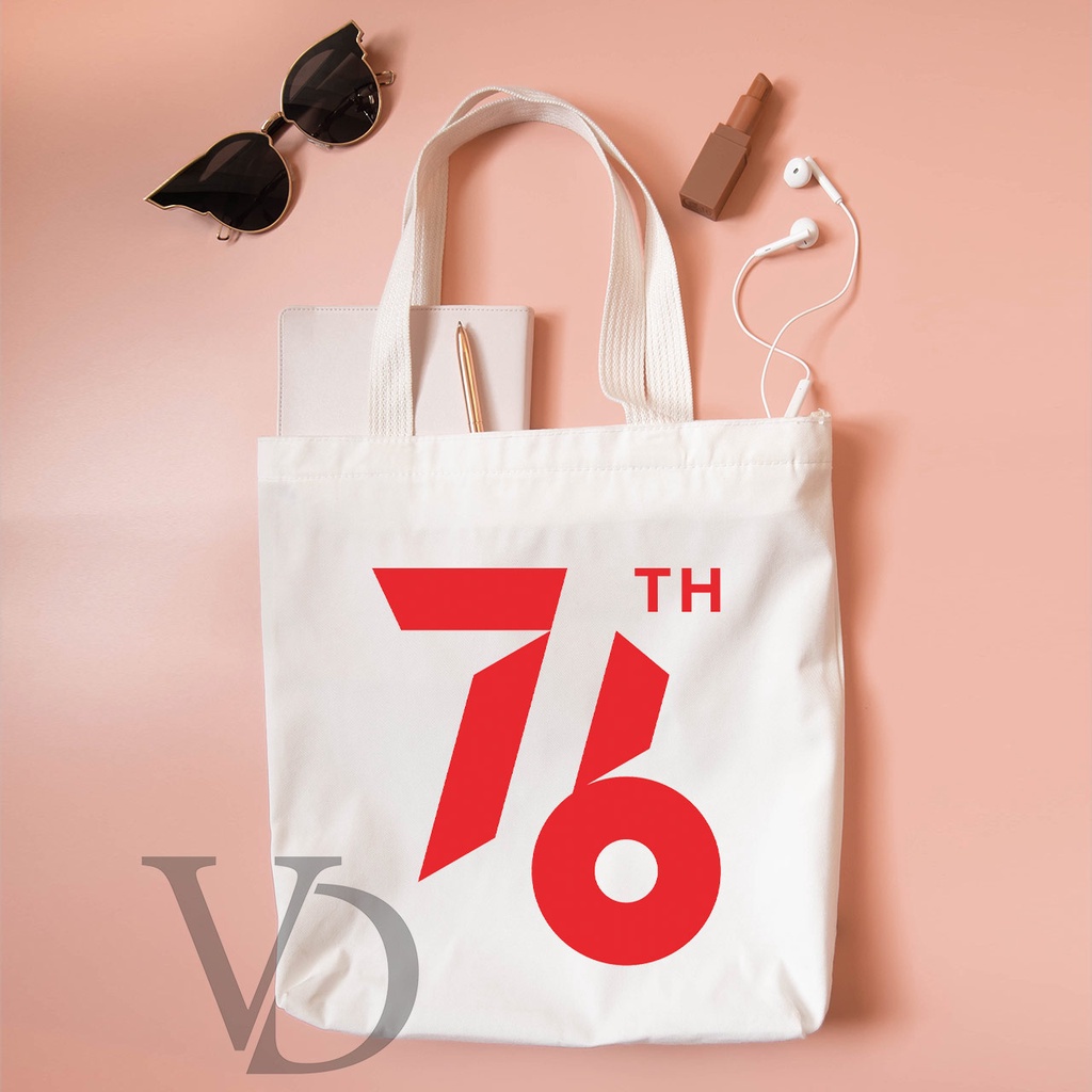 TOTE BAG BAHAN KANVAS MERDEKA / 17 belas agustus TOTE BAG lucu / TAS BELANJA MOTIF KOREA