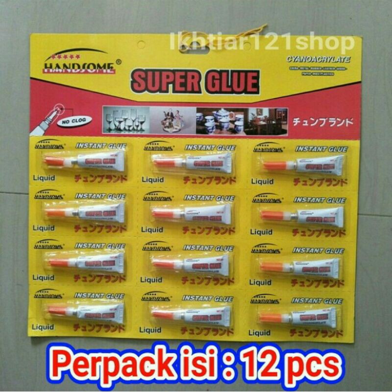 

1 Pack Lem Serba guna Super Glue Handsome perpack isi 12 pcs