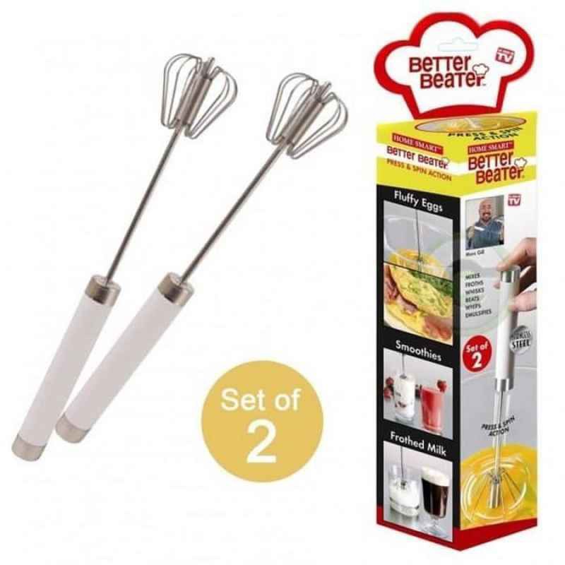 1 Set isi 2 Alat Pengocok Manual Stainless /Better Beater / Hand mixer / Pengocok