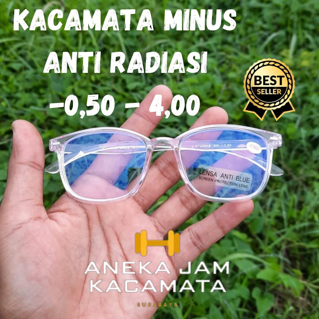 Kacamata Minus Antiradiasi Model Kotak KT 259 KACAMATA MINUS RABUN JAUH  ANTI RADIASI UKURAN -0,50 - -4,00 / KACAMATA  MINUS ANTI BLUE/KACAMATA ANTI RADIASI/KACAMATA OPTIK/