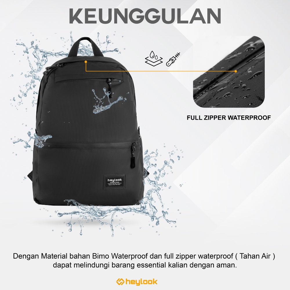 Tas Ransel Punggung Travel Outdoor Waterproof Backpack Gendong Laptop Sekolah Kuliah Kerja Kantor Anti Air 14 L Muat Banyak Premium Tebal