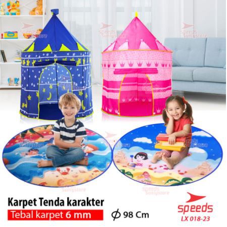 Paket Tenda Anak + Alas Tikar Bulat Bermain Model Castle Kids Camping Indoor Outdoor Anak