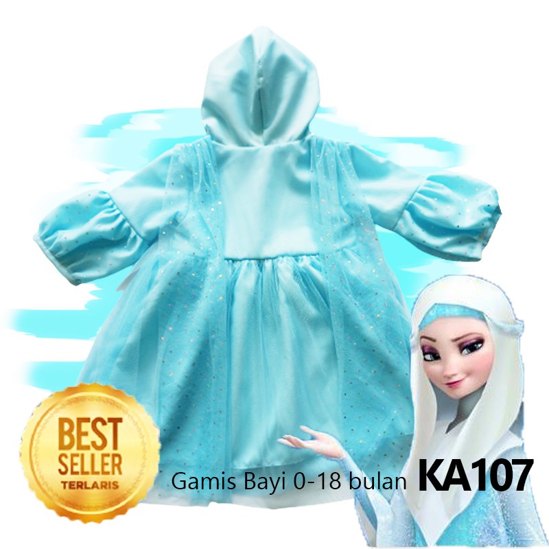 Gaun Dress Baju Elsa Frozen Bayi Balita 0- 18 bulan Disney Princess GRATIS PITA KA107