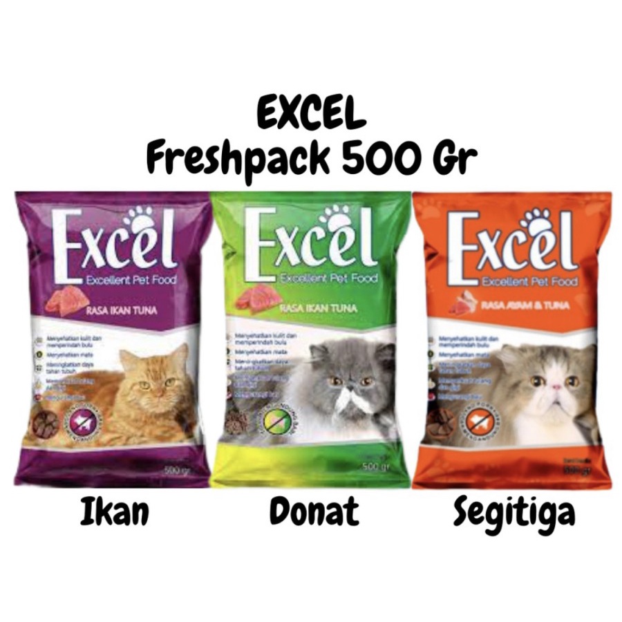 500gr EXCEL - Makanan Kering Kucing Freshpack