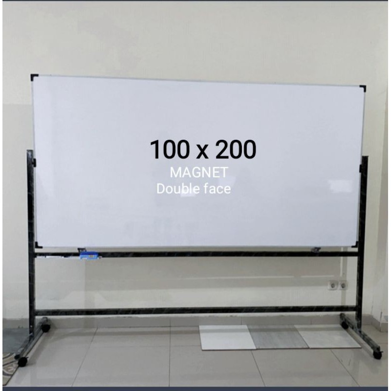 whiteboard + kaki 100 x 200 double face magnetik