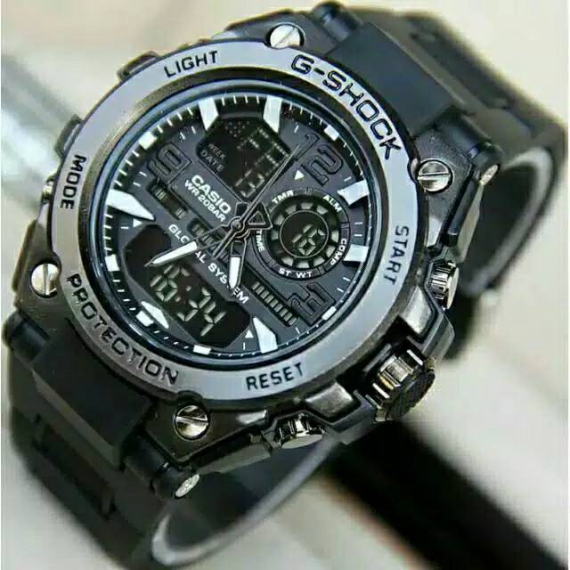 (Cod)Jam Tangan Pria GST-8600 Double Time Kepala Besi Strap Rubber(DiKirim Jakarta)